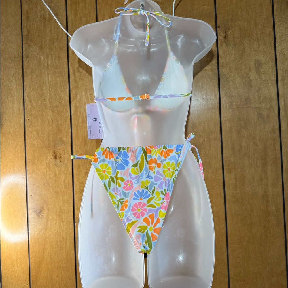 Wild Fable Yellow and Blue Bikini with Adjustable Ties - Picture 2 of 3